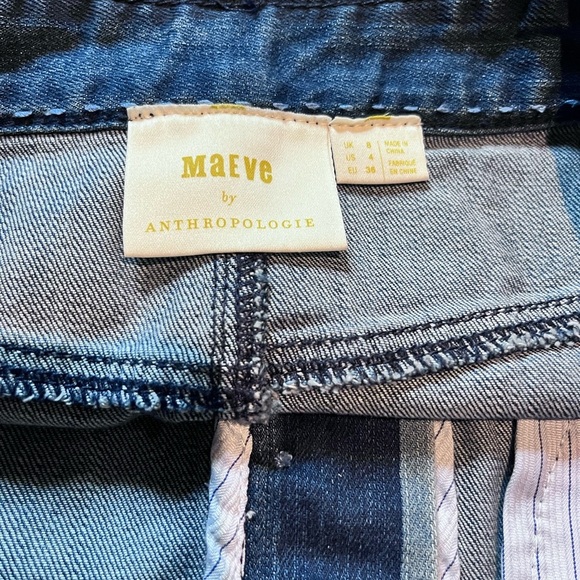 NWOT Anthropologie Maeve Striped Blue Denim Pencil Skirt with Button Front - Picture 2 of 3